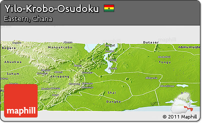 Physical Panoramic Map of Yilo-Krobo-Osudoku