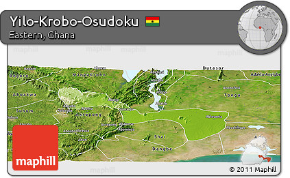 Physical Panoramic Map of Yilo-Krobo-Osudoku, satellite outside