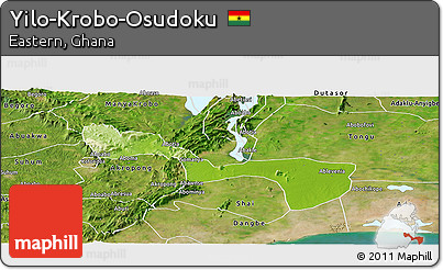 Physical Panoramic Map of Yilo-Krobo-Osudoku, satellite outside