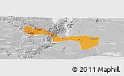Political Panoramic Map of Yilo-Krobo-Osudoku, lighten, desaturated