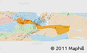 Political Panoramic Map of Yilo-Krobo-Osudoku, lighten