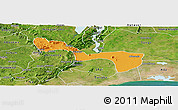 Political Panoramic Map of Yilo-Krobo-Osudoku, satellite outside