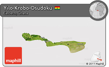 Satellite Panoramic Map of Yilo-Krobo-Osudoku, cropped outside