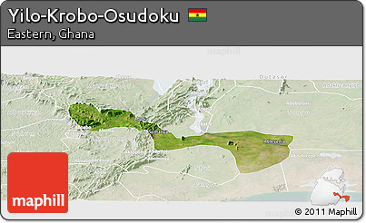 Satellite Panoramic Map of Yilo-Krobo-Osudoku, lighten