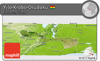 Satellite Panoramic Map of Yilo-Krobo-Osudoku, physical outside