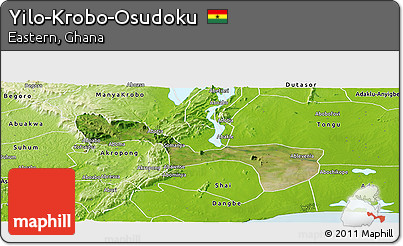 Satellite Panoramic Map of Yilo-Krobo-Osudoku, physical outside