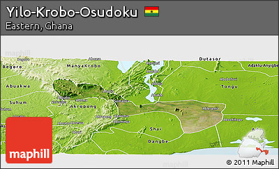 Satellite Panoramic Map of Yilo-Krobo-Osudoku, physical outside