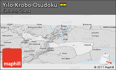 Silver Style Panoramic Map of Yilo-Krobo-Osudoku