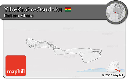 Silver Style Panoramic Map of Yilo-Krobo-Osudoku, single color outside