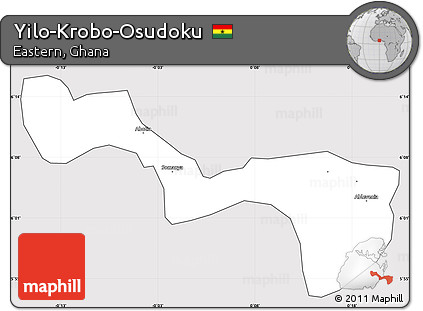 Silver Style Simple Map of Yilo-Krobo-Osudoku, cropped outside