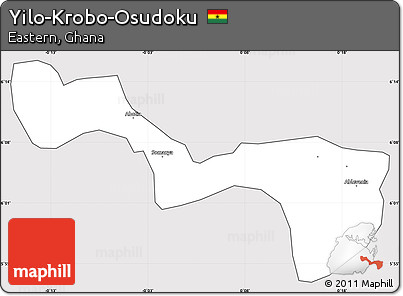 Silver Style Simple Map of Yilo-Krobo-Osudoku, cropped outside