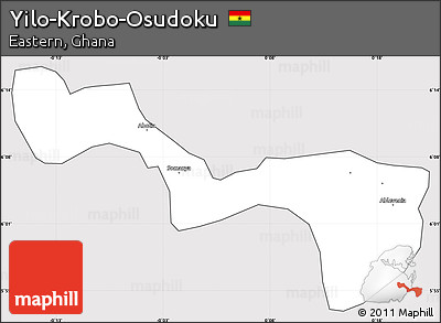Silver Style Simple Map of Yilo-Krobo-Osudoku, cropped outside