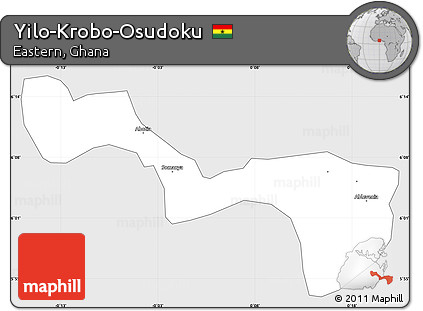 Silver Style Simple Map of Yilo-Krobo-Osudoku, single color outside