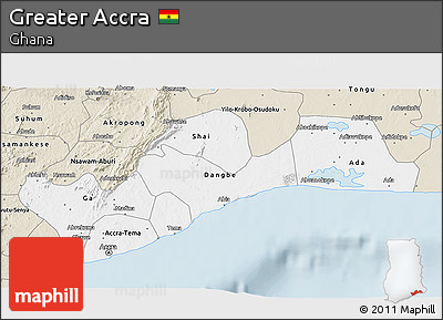 Classic Style 3D Map of Greater Accra