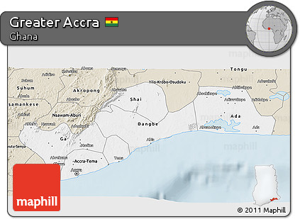 Classic Style 3D Map of Greater Accra