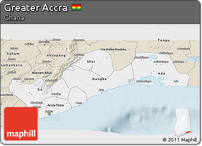 Classic Style 3D Map of Greater Accra
