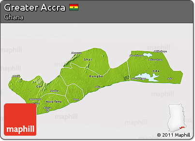 Physical 3D Map of Greater Accra, cropped outside