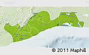 Physical 3D Map of Greater Accra, lighten