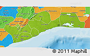 Physical 3D Map of Greater Accra, political outside