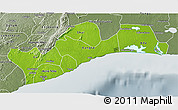 Physical 3D Map of Greater Accra, semi-desaturated