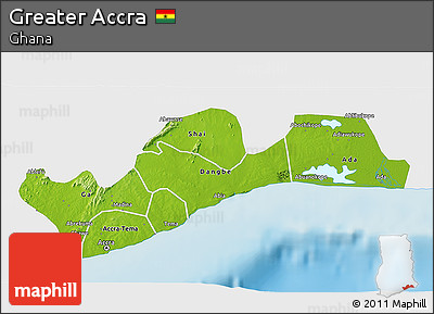Physical 3D Map of Greater Accra, single color outside