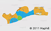Political 3D Map of Greater Accra, cropped outside
