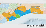 Political 3D Map of Greater Accra, lighten