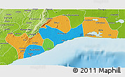 Political 3D Map of Greater Accra, physical outside