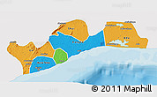Political 3D Map of Greater Accra, single color outside