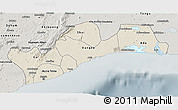Shaded Relief 3D Map of Greater Accra, semi-desaturated