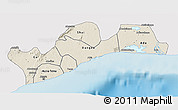 Shaded Relief 3D Map of Greater Accra, single color outside