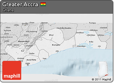 Silver Style 3D Map of Greater Accra