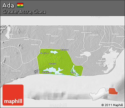 Physical 3D Map of Ada, lighten, desaturated