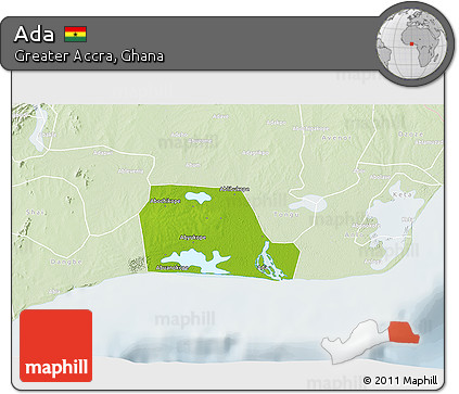 Physical 3D Map of Ada, lighten