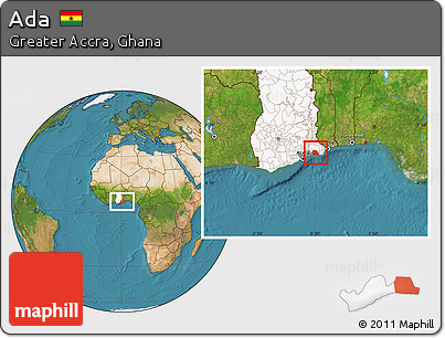 Satellite Location Map of Ada, highlighted country, highlighted parent region