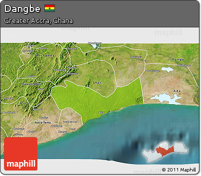 Physical 3D Map of Dangbe, satellite outside