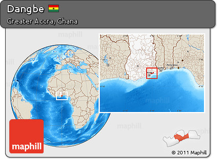 Shaded Relief Location Map of Dangbe, highlighted country