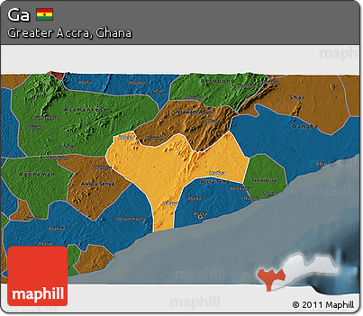 Political 3D Map of Ga, darken