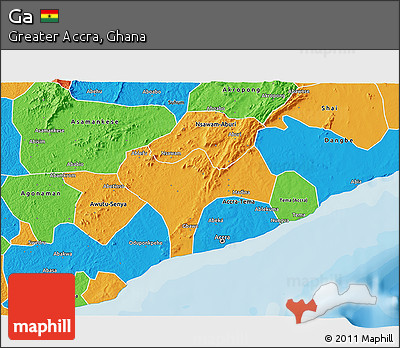 Political 3D Map of Ga