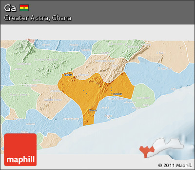 Political 3D Map of Ga, lighten