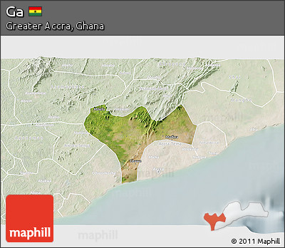 Satellite 3D Map of Ga, lighten