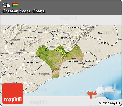 Satellite 3D Map of Ga, shaded relief outside