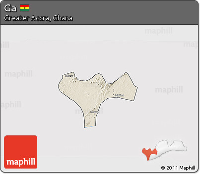 Shaded Relief 3D Map of Ga, cropped outside