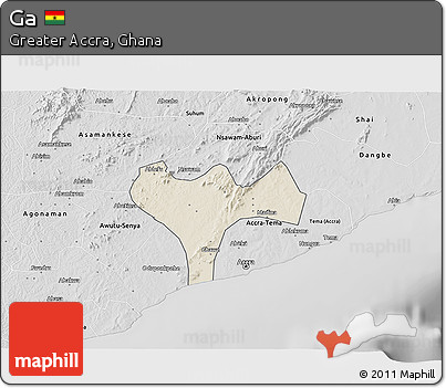 Shaded Relief 3D Map of Ga, desaturated
