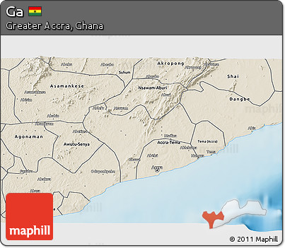 Shaded Relief 3D Map of Ga