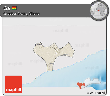 Shaded Relief 3D Map of Ga, single color outside