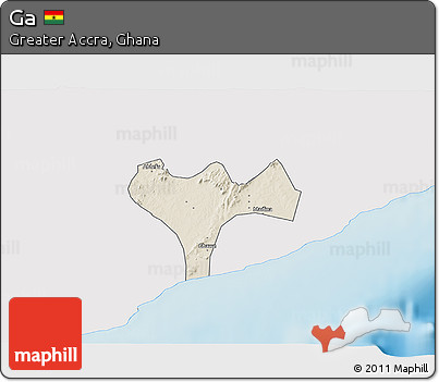 Shaded Relief 3D Map of Ga, single color outside