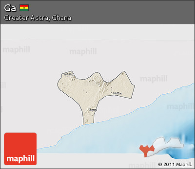 Shaded Relief 3D Map of Ga, single color outside