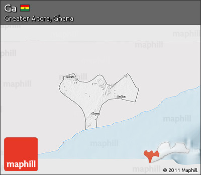 Silver Style 3D Map of Ga, single color outside