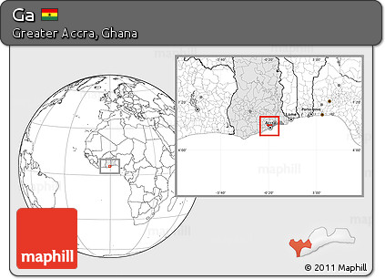 Blank Location Map of Ga, highlighted country, highlighted parent region